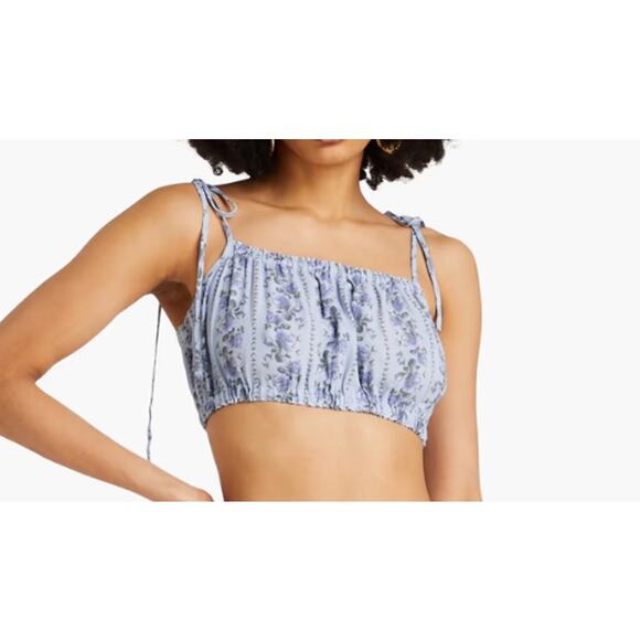 LoveShackFancy Simpson cropped floral print crepe top M - Picture 1 of 9